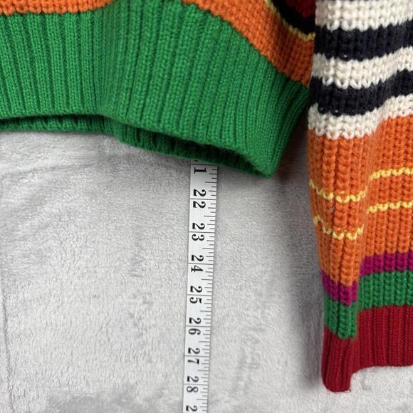 English Factory Striped Knit Half Zip Sweater M Colorful Chunky Acrylic Pullover - Picture 9 of 9